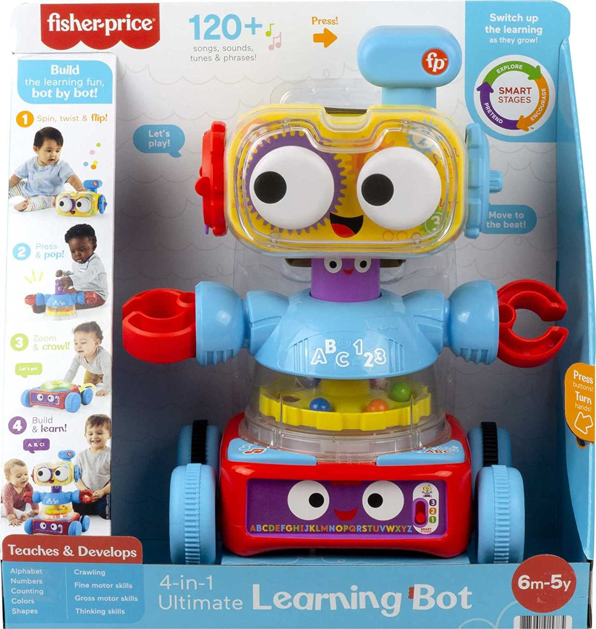 Fisher-Price Ultimate Learning Bot 4 en 1 con luces y música, juguetes para bebés y bebés de 6 meses - GTJ60
