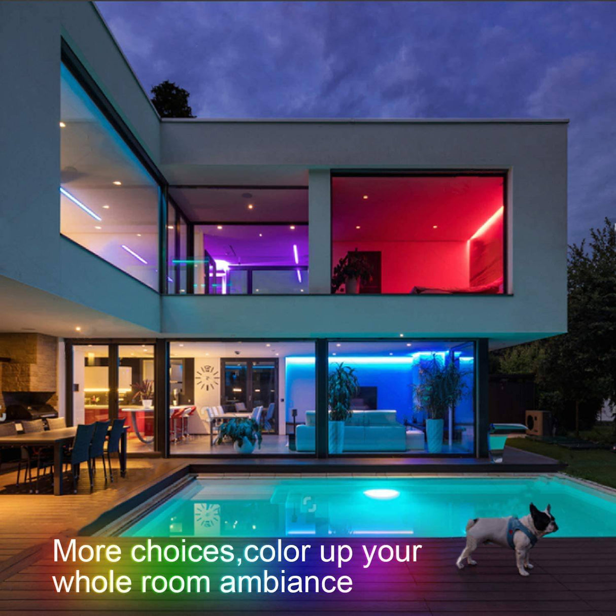 RUISHINE Tira de luces LED de 65,6 pies, luces LED para dormitorio, sincronización de música, luz cambiante de color, tira de luces inteligentes RGB - DIGVICE MX