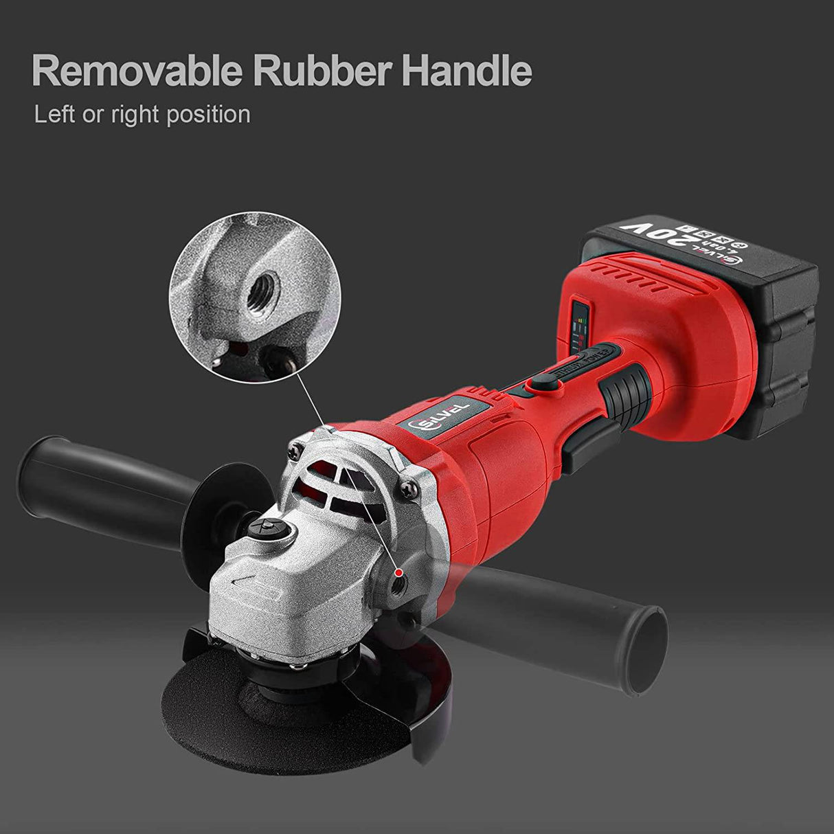 Amoladora angular inalámbrica SILVEL de 20 V, amoladora inalámbrica de 4 pulgadas y 9000 RPM con batería de iones de litio de 4,0 Ah, cargador, mango de 2 posiciones, amoladoras angulares eléctricas para cortar y pulir - DIGVICE MX