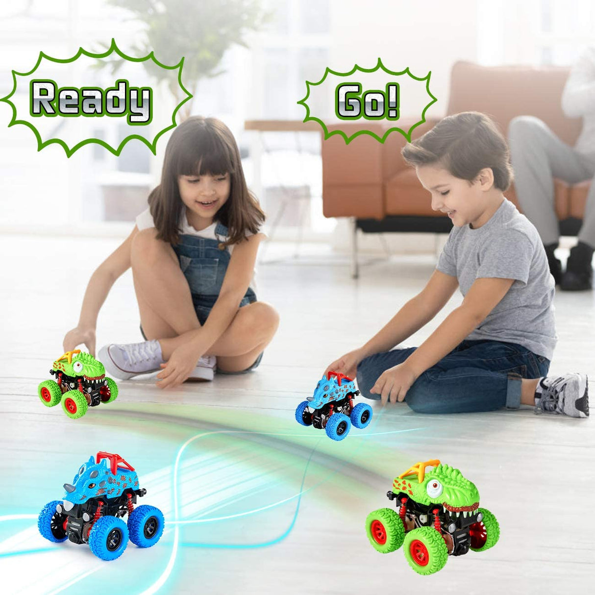 LODBY 2-Pack Double-Directions Push and Go Dinosaur Vehicles Juguetes Juegos para niños - B08JLRXGZ7
