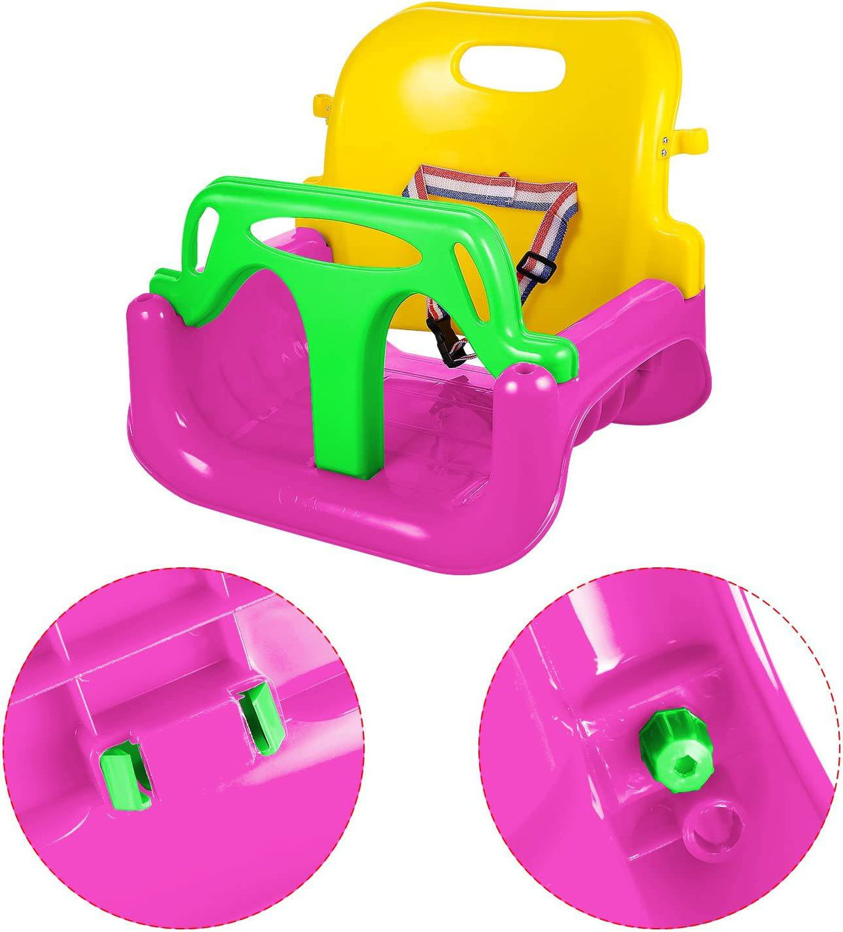 ANCHEER Asiento columpio 3 en 1 para niños de 6 meses en adelante, asiento columpio antideslizante y desmontable para niños y adolescentes para patio de juegos al aire libre, rosa - DIGVICE MX