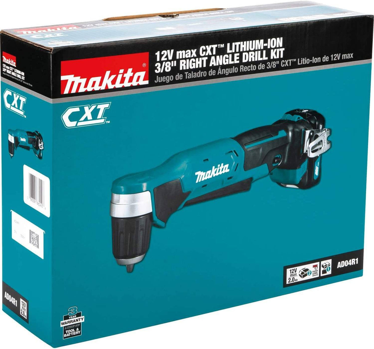 Makita AD04R1 12V max CXT Kit de taladro en ángulo recto, 3/8" - DIGVICE MX