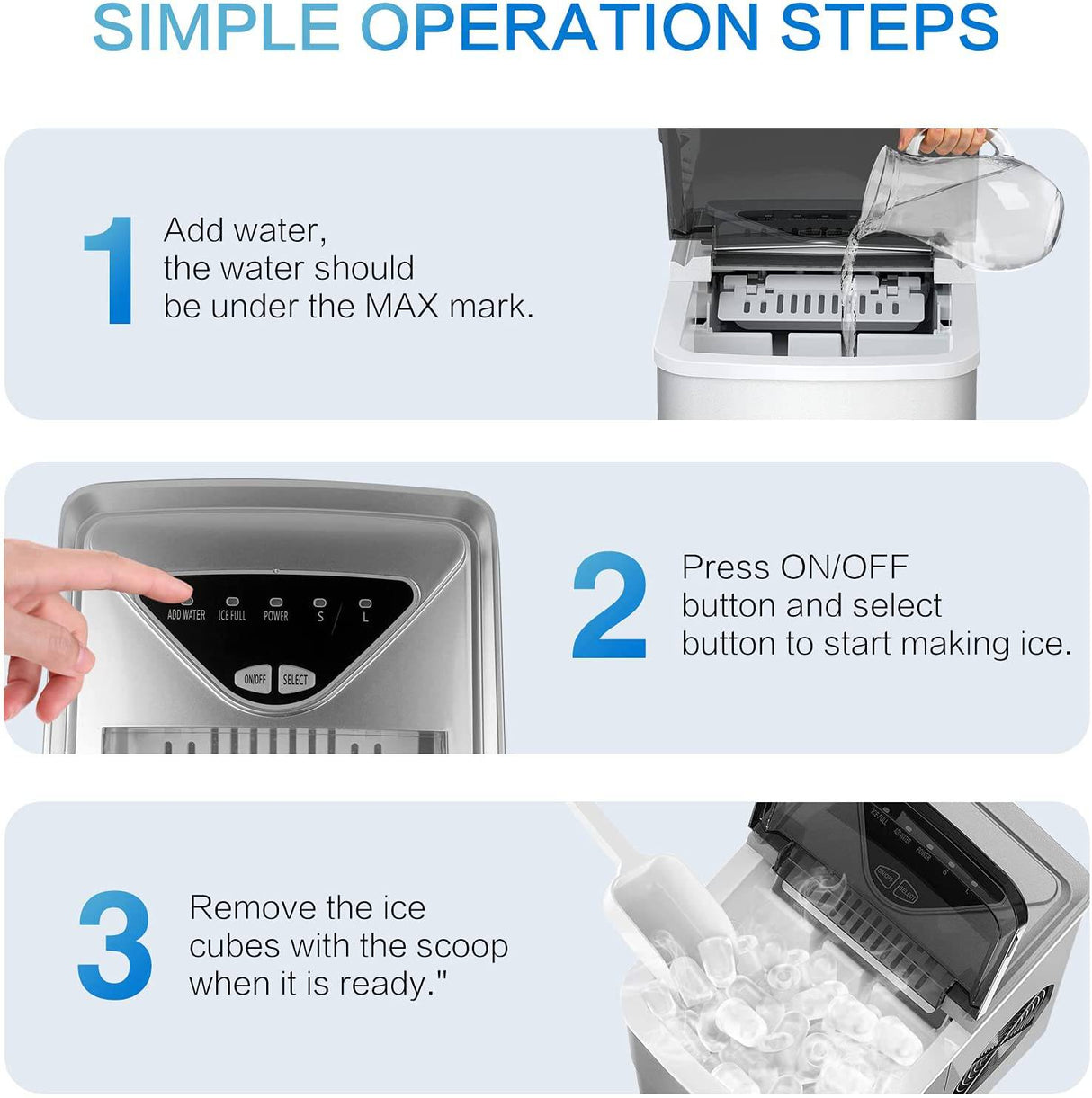 FZF - Encimera para hacer hielo, función de autolimpieza, portátil para hacer cubitos de hielo, 9 cubitos de hielo listos en 6 minutos, 26 libras 24 horas - DIGVICE MX