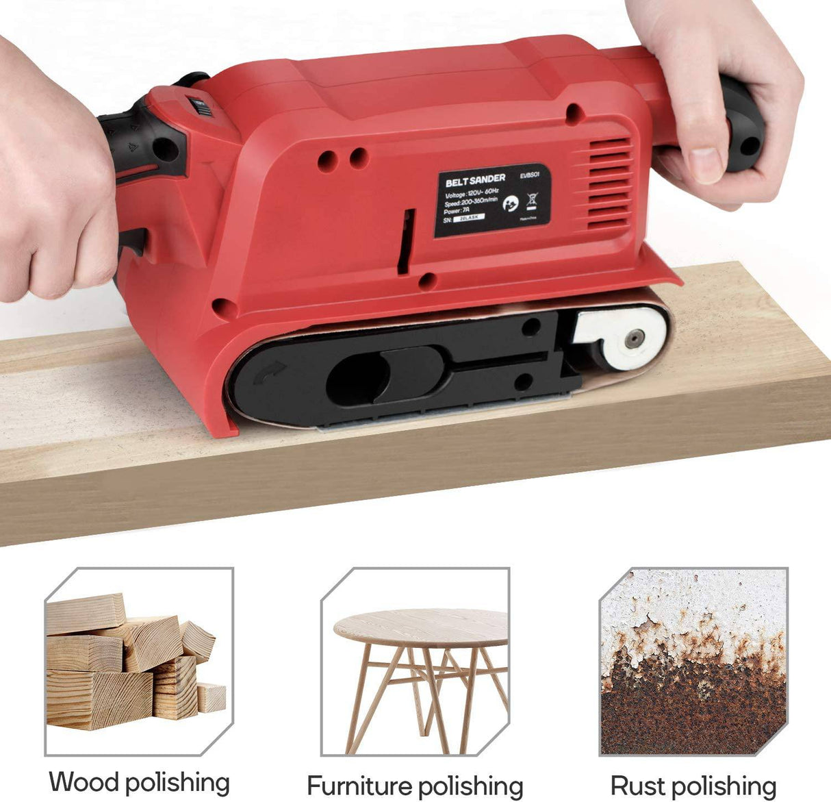 Lijadora de banda Excited Work de 7 amperios con 20 piezas de banda de lijado, lijadora de banda de 3 x 18 pulgadas con abrazaderas de tornillo, bolsa para el polvo, para quitar el óxido, quitar pintura y pulir - EWBS01D - DIGVICE MX