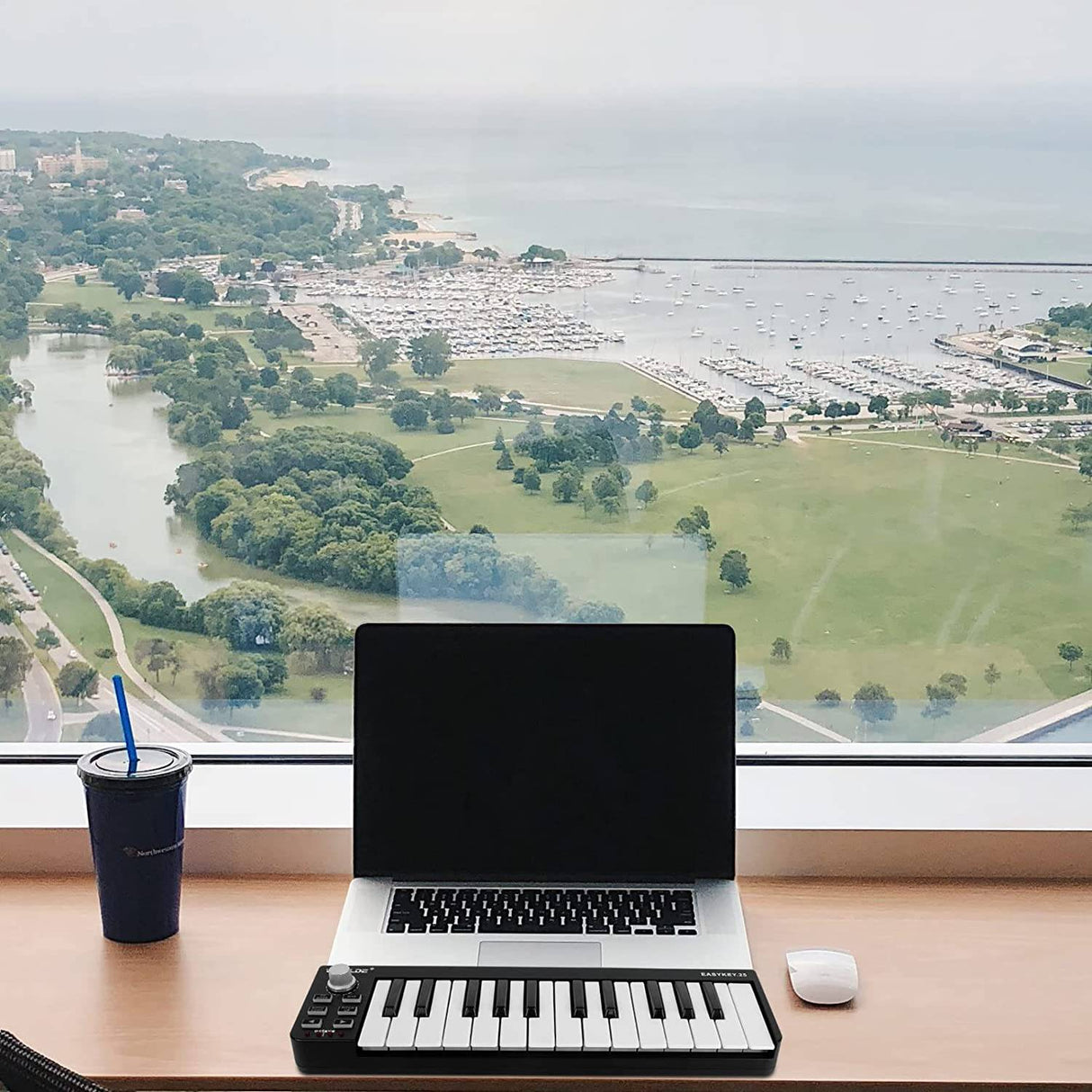 LOTKEY - Controlador MIDI, teclado MIDI Lotkey de 25 teclas, teclado portátil Worlde Easykey.25 Mini controlador MIDI USB de 25 teclas