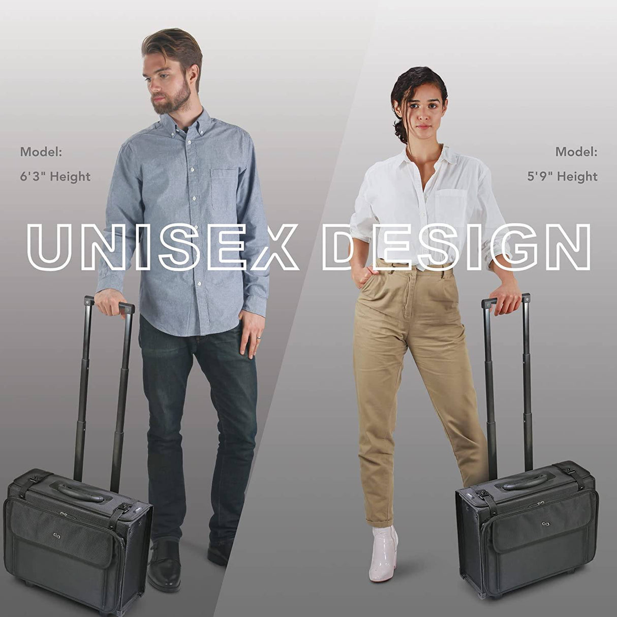 Solo - Lincoln Estuche para catálogo con ruedas de lados rígidos, negro