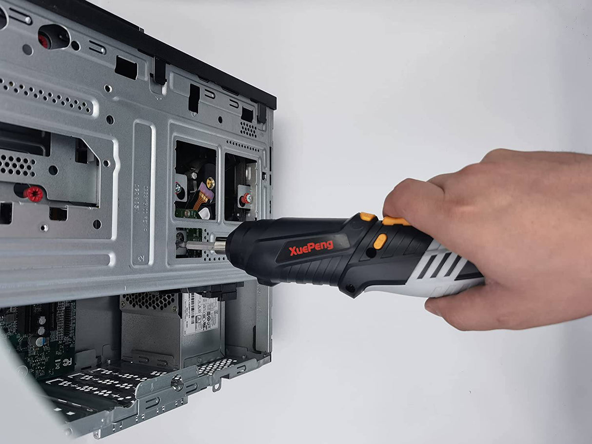 XUEPENG Destornillador eléctrico, juego de destornilladores inalámbricos recargables de 4,2 V con accesorios de 45 piezas, batería de iones de litio, pistola de tornillo eléctrica con 2 posiciones ajustables y luces LED para atornillar DIY - DIGVICE MX