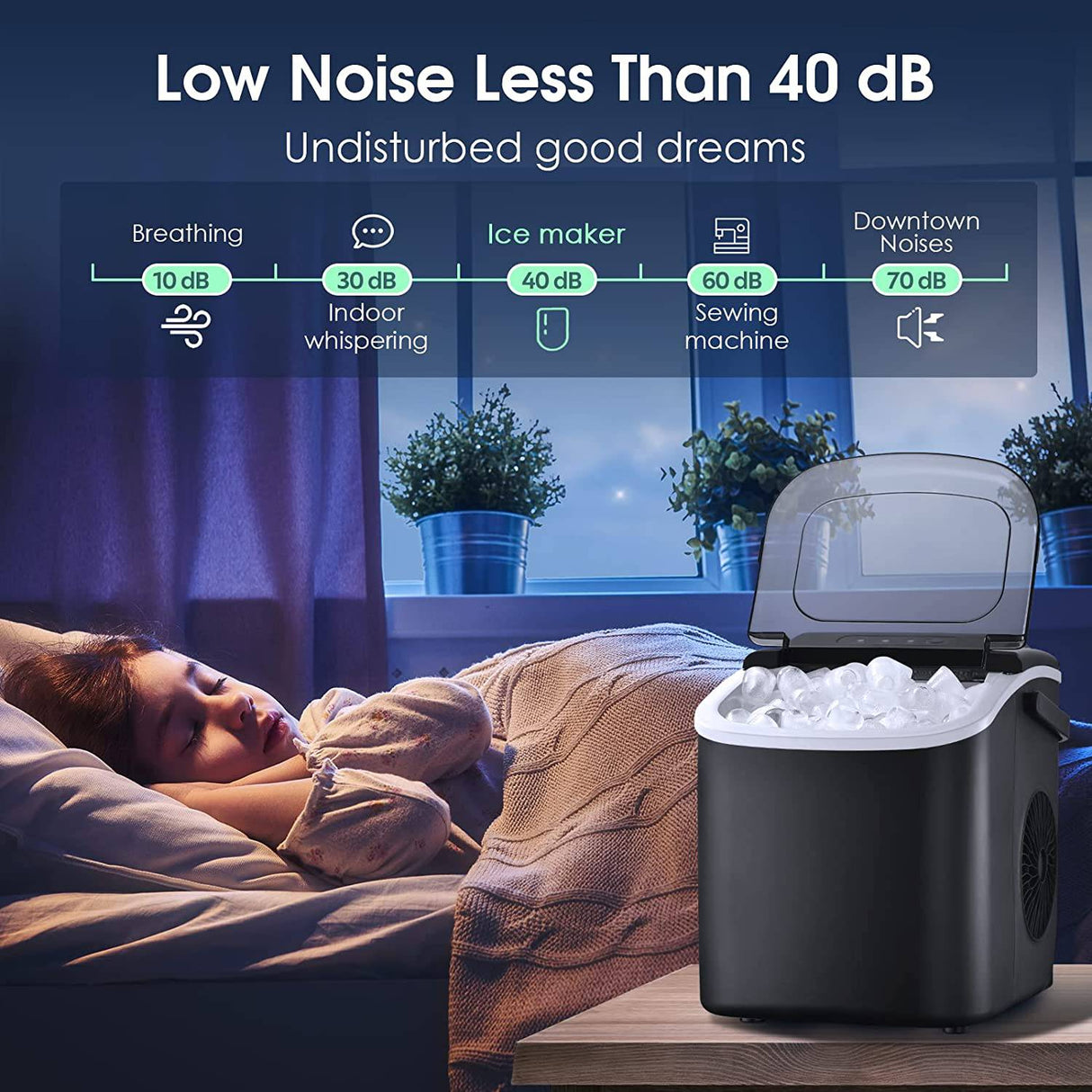 FREE VILLAGE - Encimera para hacer hielo, fabricación rápida de hielo en 6 minutos, 26,5 libras/24 horas 9 hielo tipo bala, con autolimpieza, cuchara para hielo y cesta, hielo en forma de bala - DIGVICE MX