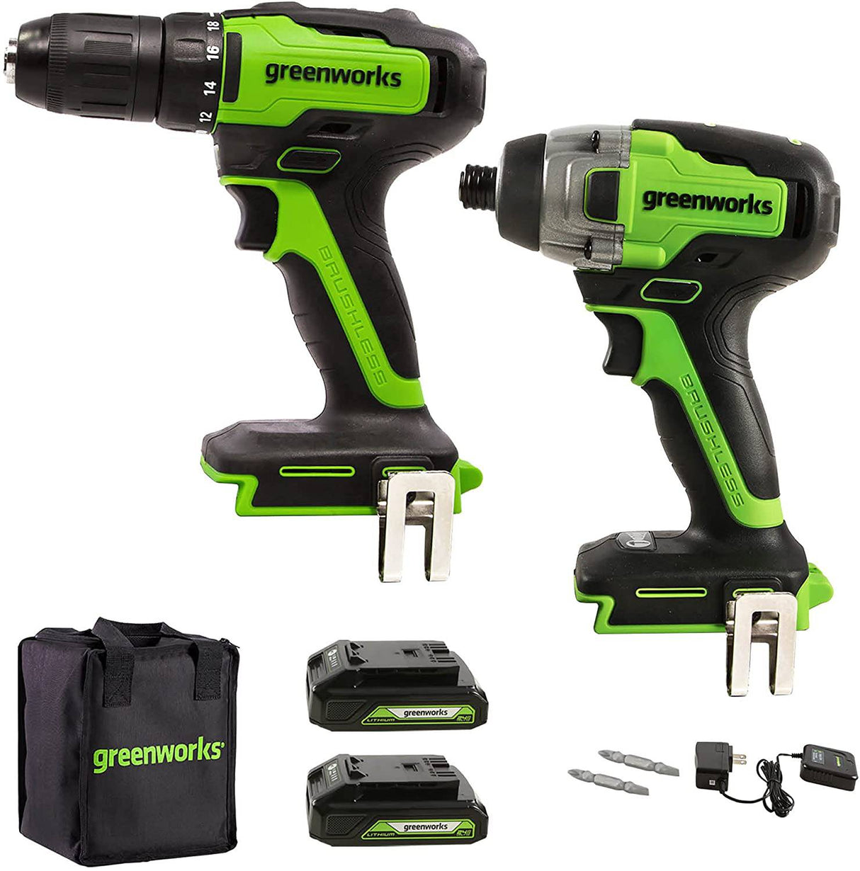 Greenworks - Herramientas eléctricas CK24L1520, con kit de batería, color verde - DIGVICE MX