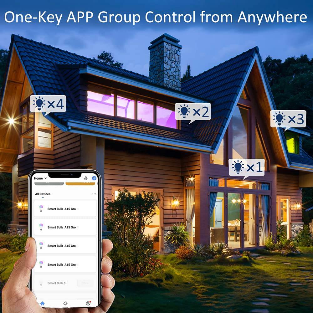 DOGAIN Bombilla inteligente A15 RGB que cambia de color compatible con Alexa Google Home, WiFi LED regulable E26 bombilla inteligente 6 W (equivalente a 40 W) 500 lm (solo 2,4 GHz) 6 unidades - DIGVICE MX