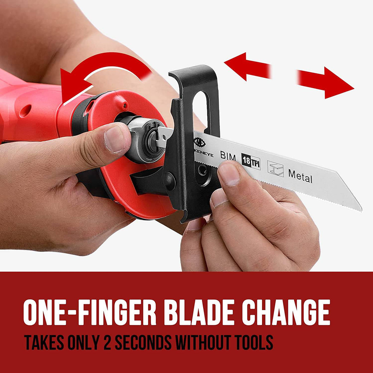MOKENEYE Sierra alternativa inalámbrica de tamaño completo de 20 V con 3000 SPM, sierra de podar, zapata de pivote retráctil, longitud de carrera de 1 pulgada, batería y cargador, 6 hojas de sierra para corte de madera y metal - DIGVICE MX