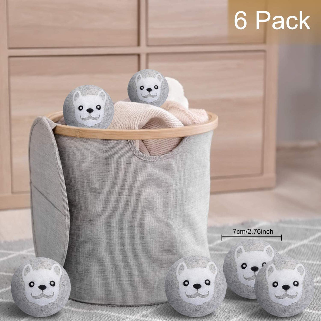 Darnassus Bolas de lana para secadora, paquete de 6 XL, suavizante de tela natural orgánico, reutilizable, sin químicos y reduce las arrugas de la ropa, seguro para bebés, reduce la estática y el tiempo de secado, gris - DIGVICE MX