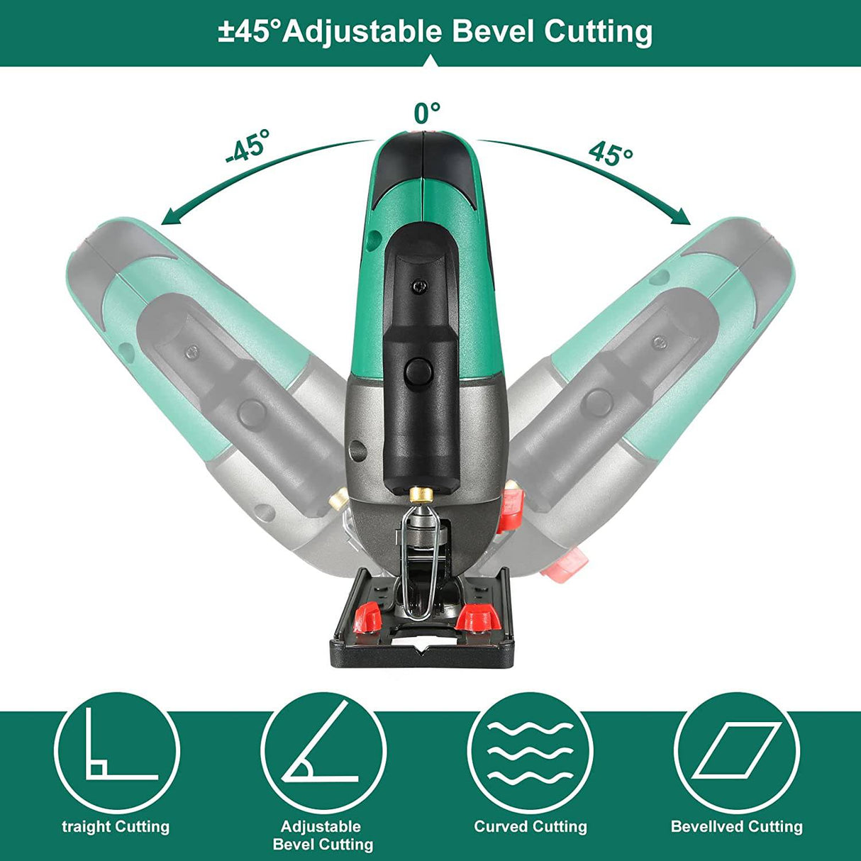 Sierra de calar HYCHIKA, sierra de calar orbital de 6 amperios 750 W 800-3000 SPM con 6 cuchillas de corte, 6 velocidades variadas y 4 juegos orbitales, bisel de ± 45 °, guía láser - DIGVICE MX