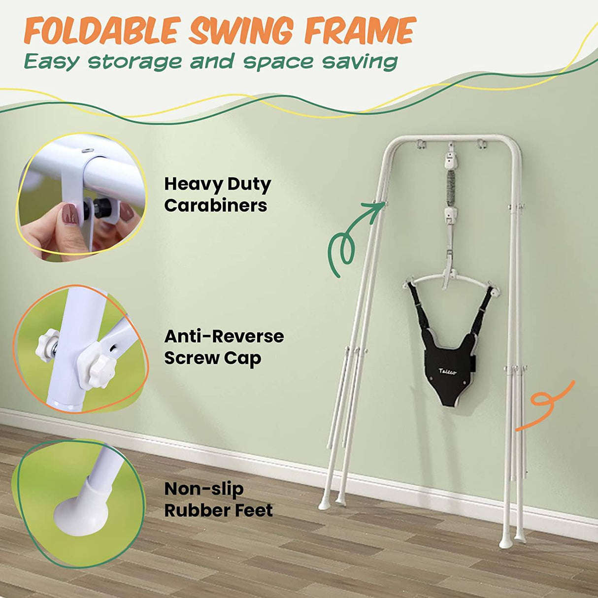 G Taleco Gear - Saltador y columpio para bebé 2 en 1, saltador para bebé para uso en interiores y exteriores, columpio para bebé con soporte plegable, juego de columpio estable para niños pequeños - DIGVICE MX