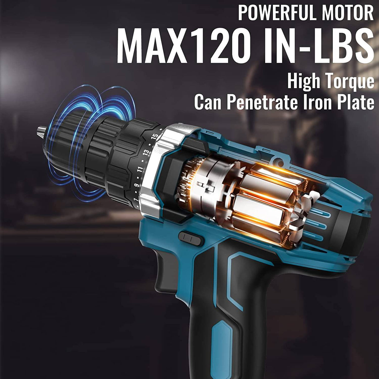 Taladro/conductor inalámbrico, juego de taladro eléctrico WESCO de 20 V con batería de iones de litio y cargador, embrague de 21+1, par de 120 In-lb, portabrocas sin llave de 3/8", luz LED y caja de almacenamiento incluida/WS2972KU - DIGVICE MX