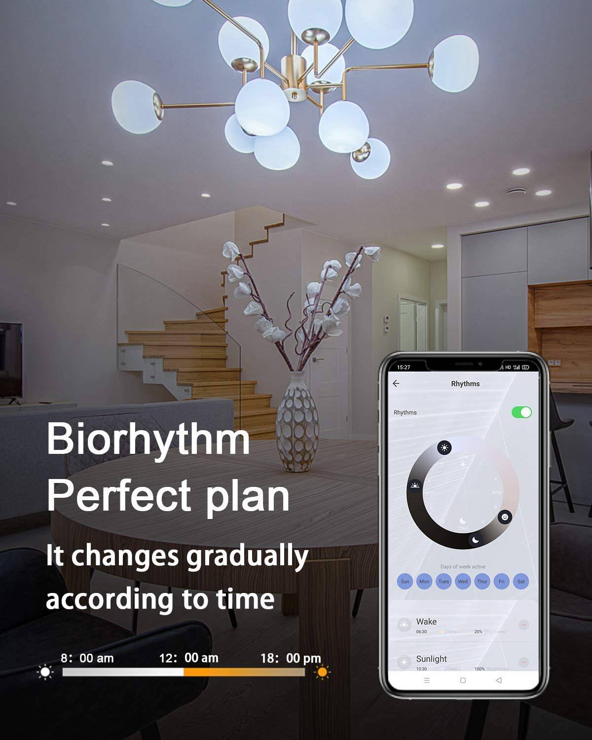 DOGAIN Bombillas inteligentes E26 Base A15 LED RGB Regulable Bombilla que cambia de color Compatible con Alexa Google Home WiFi Luces multicolores 6W (equivalente a 40W) 500LM (solo 2.4GHz) Paquete de 4 - DIGVICE MX