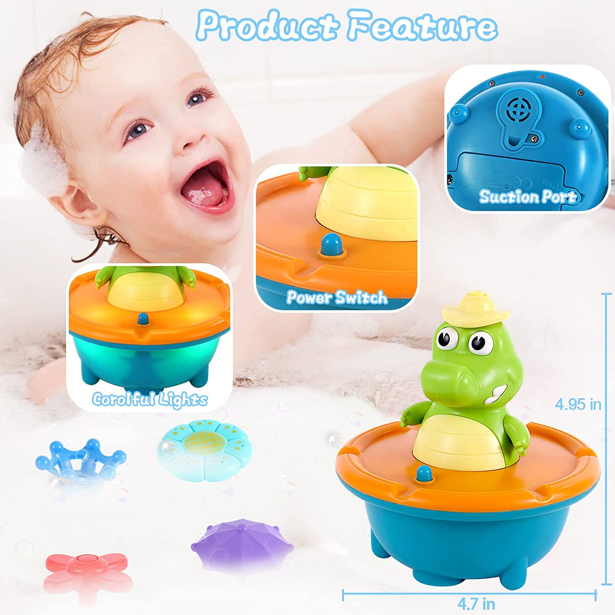 UOYHXQ Juguetes de baño para bebés, 5 modos Cocodrilo Juguete de baño de agua con rociador automático - B09WTS6Z8Z