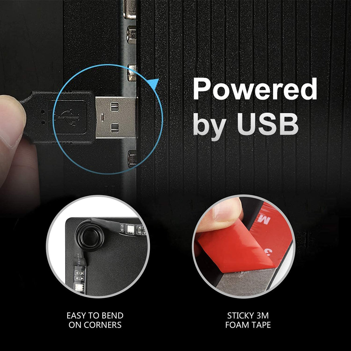 Nexillumi Tira de luces LED de 6.56 pies para TV LED de retroiluminación para TV de 24 a 60 pulgadas, tira de LED RGB alimentada por USB, control de aplicaciones, sincronización con música, iluminación polarizada, 5050 RGB para espejo, PC, Android iOS - DIGVICE MX