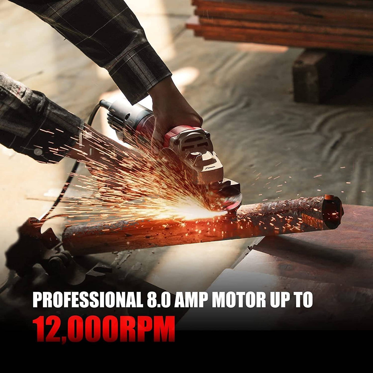 Amoladora angular AVID POWER con interruptor de paleta, amoladora de metal de 8 amperios con rueda de molienda de 4-1/2 pulgadas, herramienta de amoladora angular eléctrica de 12000 RPM con mango lateral ajustable - DIGVICE MX