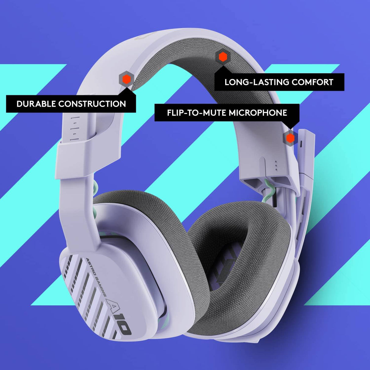 Astro A10 Gen 2 - Auriculares para juegos con cable - Auriculares para juegos sobre la oreja con micrófono abatible para silenciar, controladores de 32 mm, para Xbox Series X|S, Xbox One, Playstation 5/4, Nintendo Switch, PC, Mac -Lila
