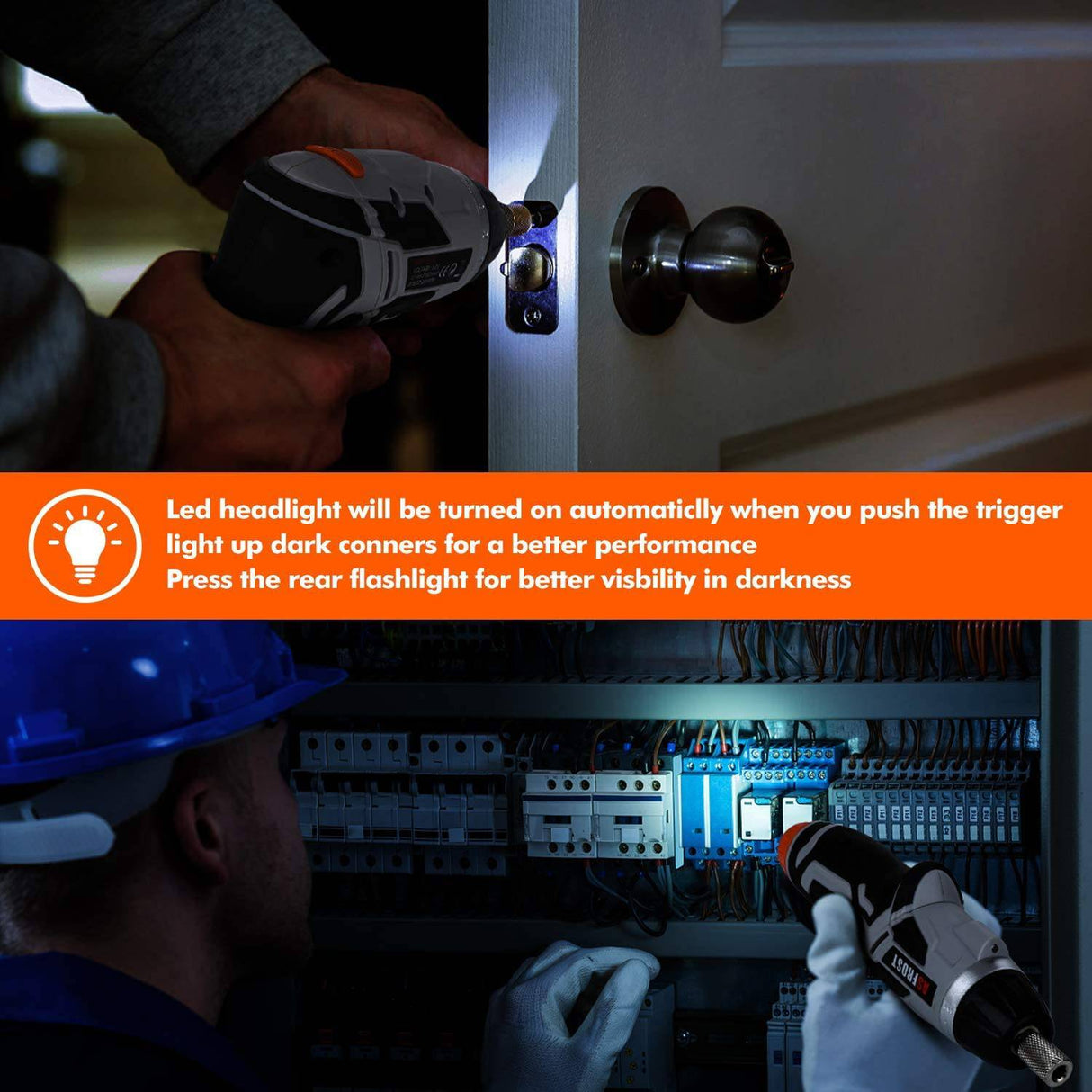 Destornillador eléctrico inalámbrico AsFrost 3.6V 2000mAh Recargable Pistola de tornillo y juego de puntas, 45 piezas de accesorios, 7 ajustes de torsión, mango de 2 posiciones con luz LED, eje flexible - DIGVICE MX