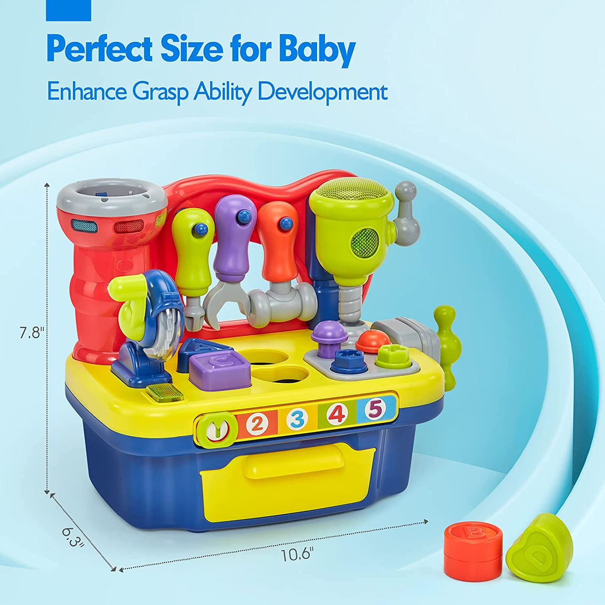 Hahaland Juguetes para niños de 1 año de edad, regalo para niña, banco de trabajo multifuncional con luz musical - 907