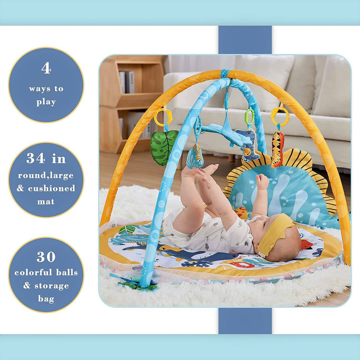 LOL-FUN Baby Play Mat Gimnasio de actividad infantil, Baby Floor Mat Activity Gym Playmat, Juguetes infantiles para 0 3 6 12 meses Tapete plegable - DIGVICE MX