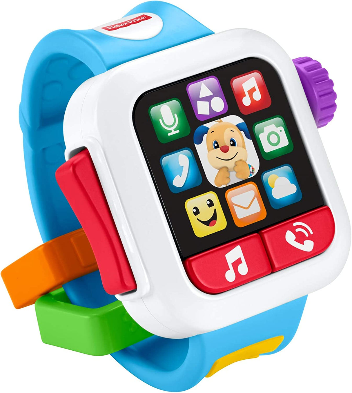 Fisher-Price Laugh & Learn Time to Learn Smartwatch, juguete de juego de roles temprano con música y luces para bebés y niños pequeños - GJW17
