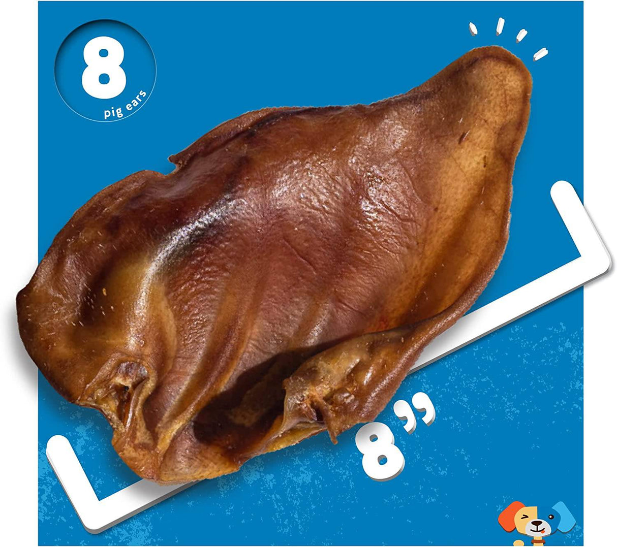 Jack&Pup Orejas de cerdo enteras para perros - extra gruesas y grandes - Golosinas de primera calidad - Masticables naturales de cerdo para perros; Excelente alternativa de cuero crudo (orejas de cerdo enteras - (paquete de 8) - DIGVICE MX