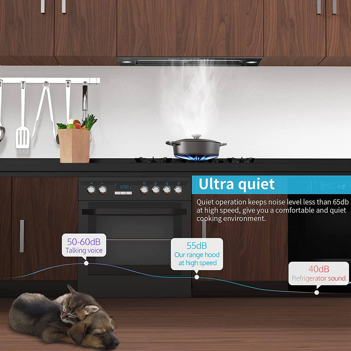 IKTCH Campana extractora integrada/insertada de 36'', vidrio templado de 900 CFM con detección de gestos y control táctil, convertible con conductos/sin conductos, 2 luces ajustables IKB01-36B - DIGVICE MX