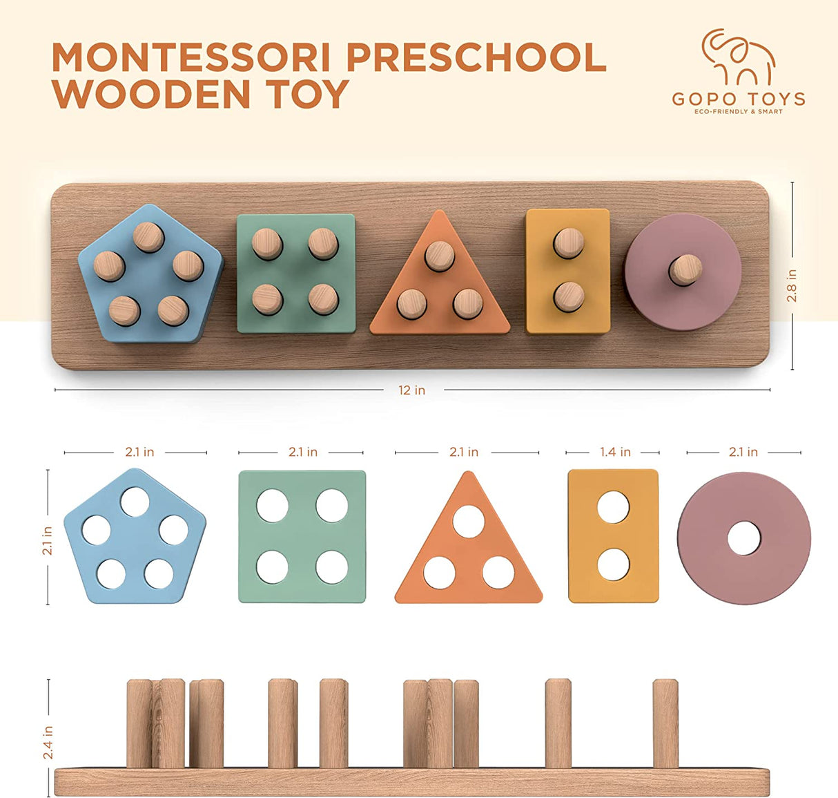 GOPO TOYS Juguetes Montessori Juguetes de clasificación y apilamiento de madera para niños - B09HN4SW88