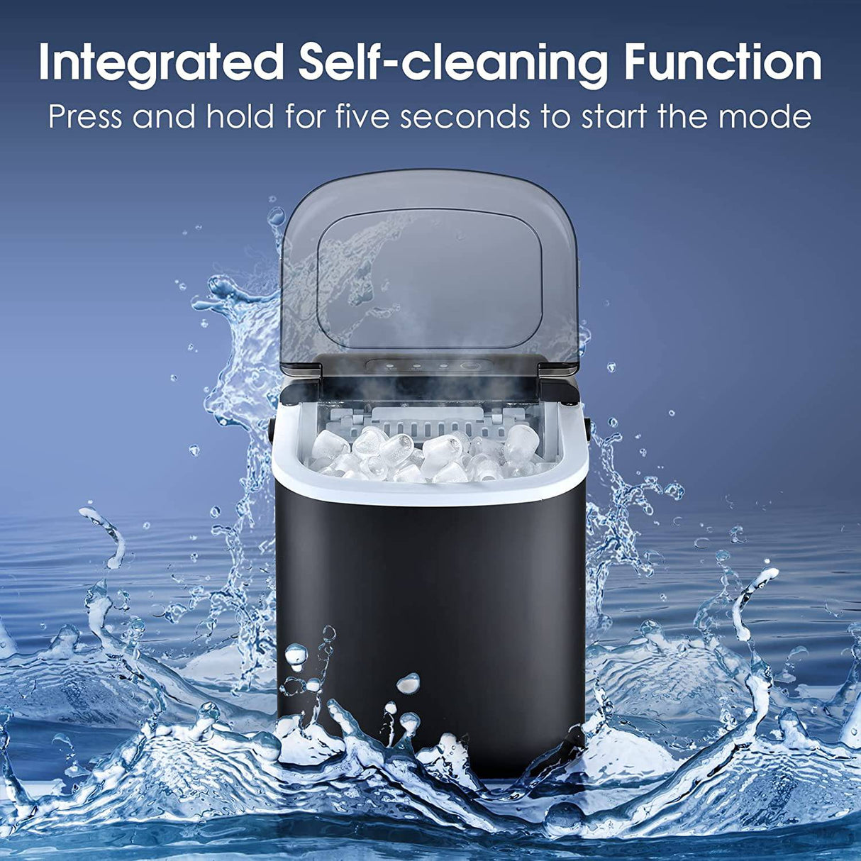 FREE VILLAGE - Encimera para hacer hielo, fabricación rápida de hielo en 6 minutos, 26,5 libras/24 horas 9 hielo tipo bala, con autolimpieza, cuchara para hielo y cesta, hielo en forma de bala - DIGVICE MX