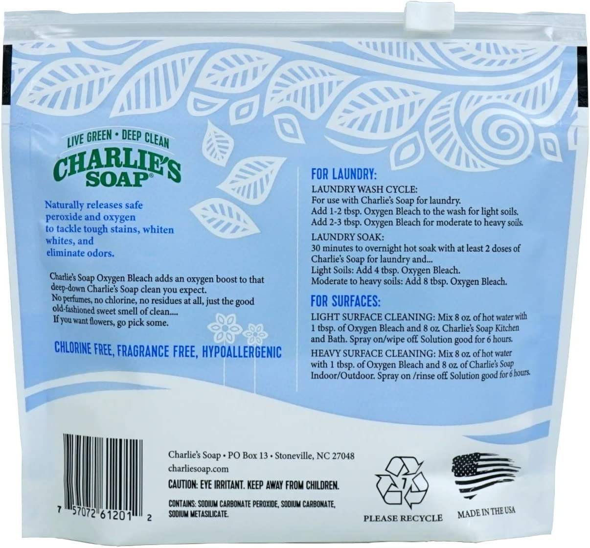 Charlie's Soap - Blanqueador de oxígeno sin cloro biodegradable - 1.3 lbs (paquete de 2) - DIGVICE MX