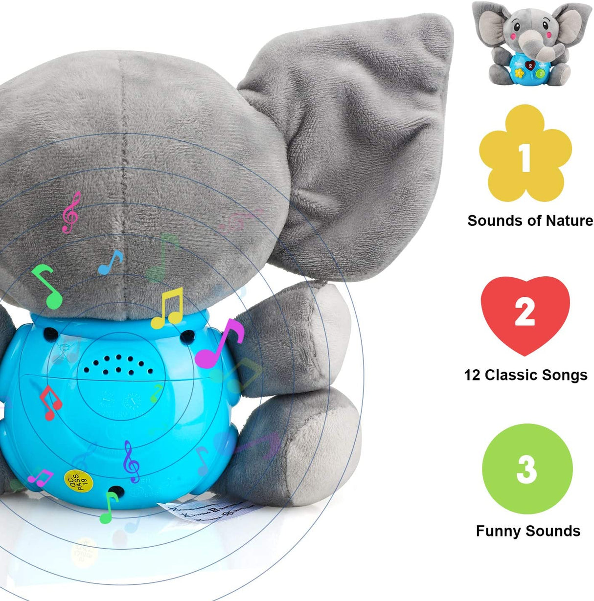 STEAM Life Baby Toys - Elefante de peluche para bebés - SL88001