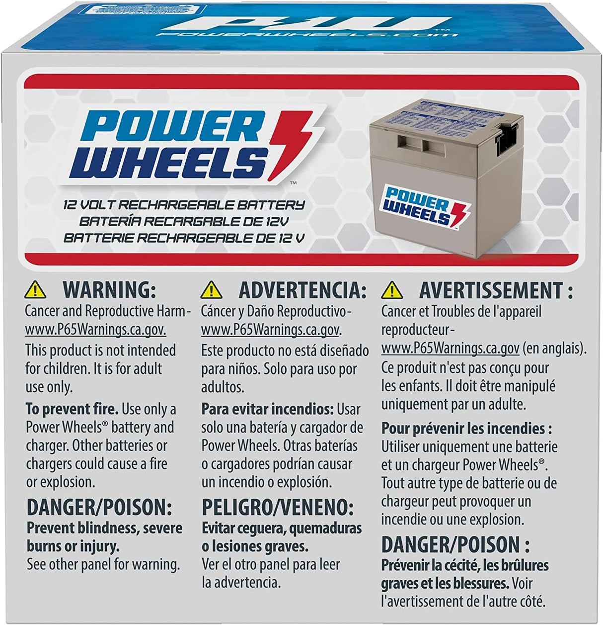 Fisher-price Power Wheels Batería recargable de 12 voltios 74777