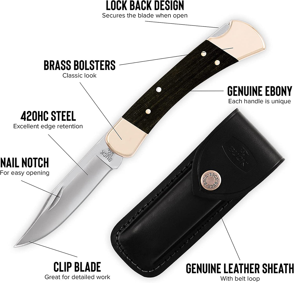 Buck Knives 110 Cuchillo plegable Hunter Lock-back 3-3/4 420hc 0110BRS