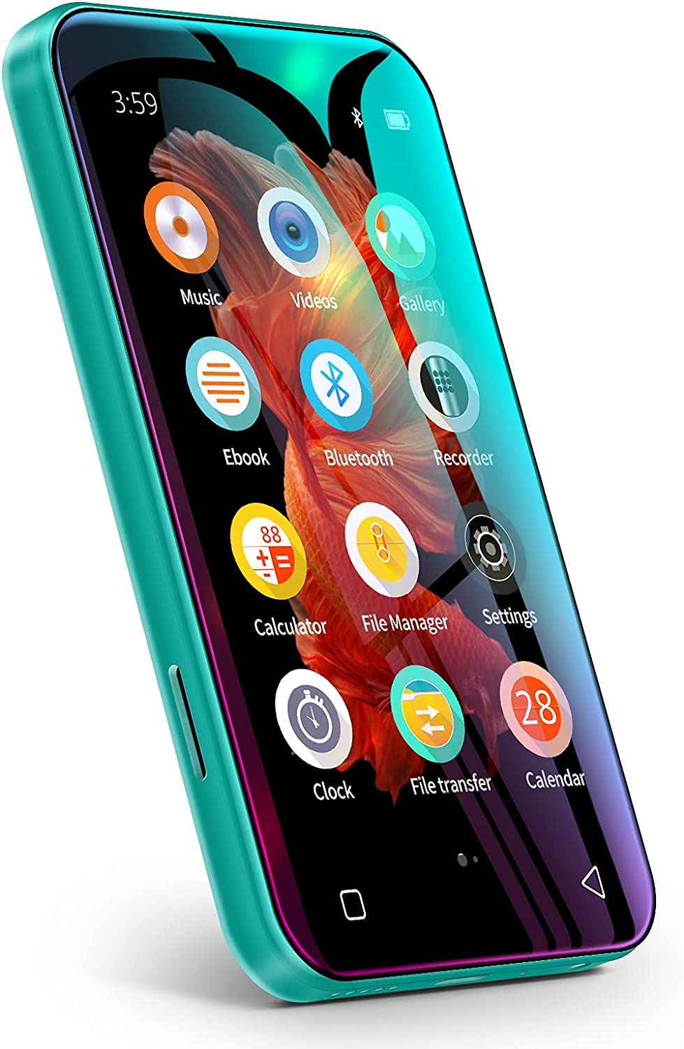 TIMMKOO Reproductor de MP3 con Bluetooth, pantalla táctil completa de 4.0" Reproductor de MP4 con altavoz Q3E