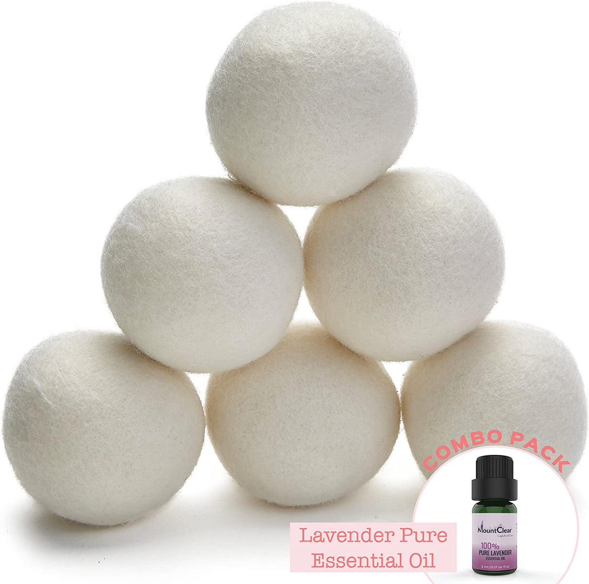Mountclear Bolas de secadora de lana, suavizante de tela con aceite perfumado de lavanda, totalmente natural, libre de químicos e hipoalergénico, bolas de lavadora reutilizables - DIGVICE MX