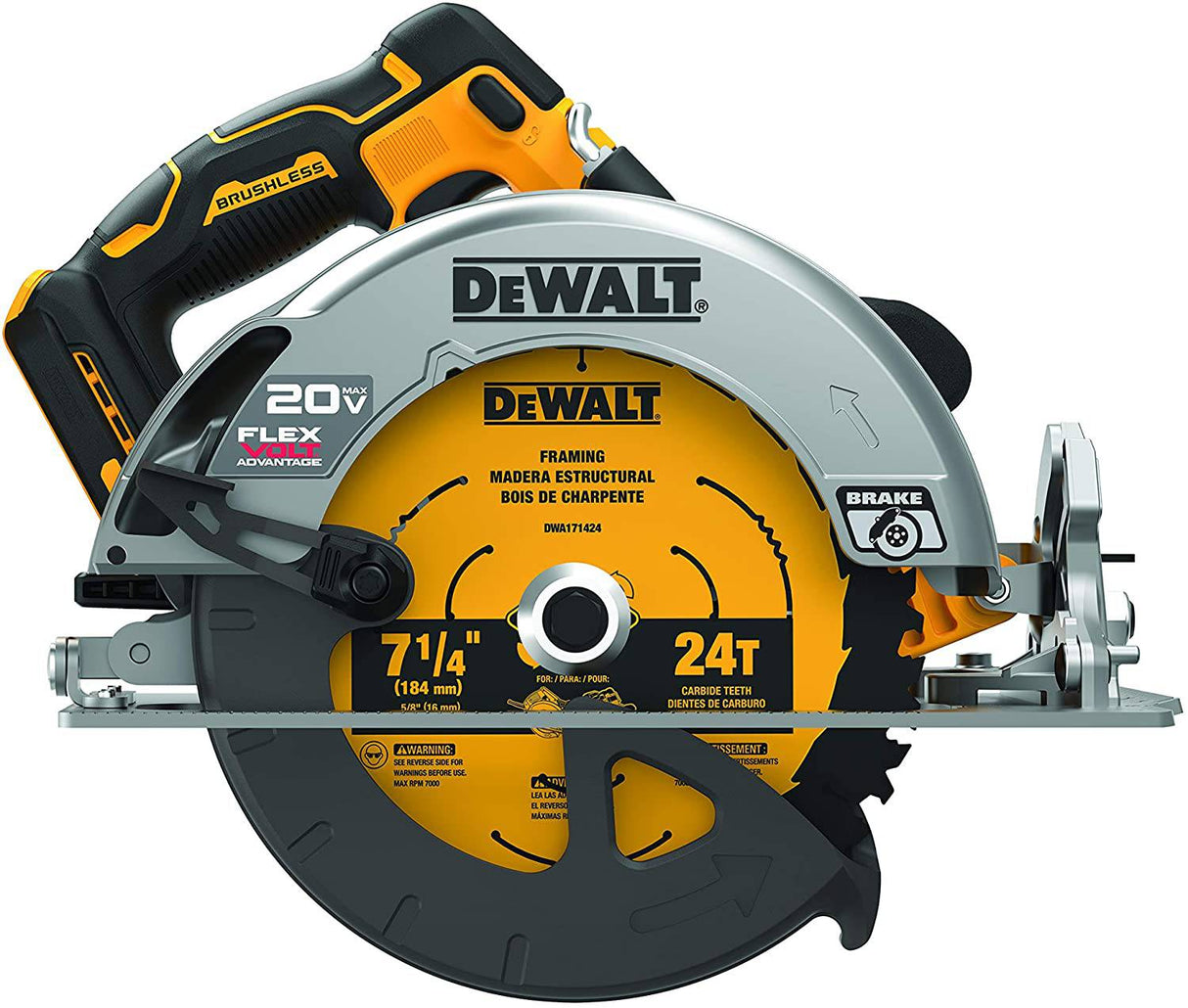 DEWALT FLEXVOLT ADVANTAGE 20V MAX* Sierra circular, 7-1/4 pulgadas, inalámbrica, solo herramienta (DCS573B) - DIGVICE MX