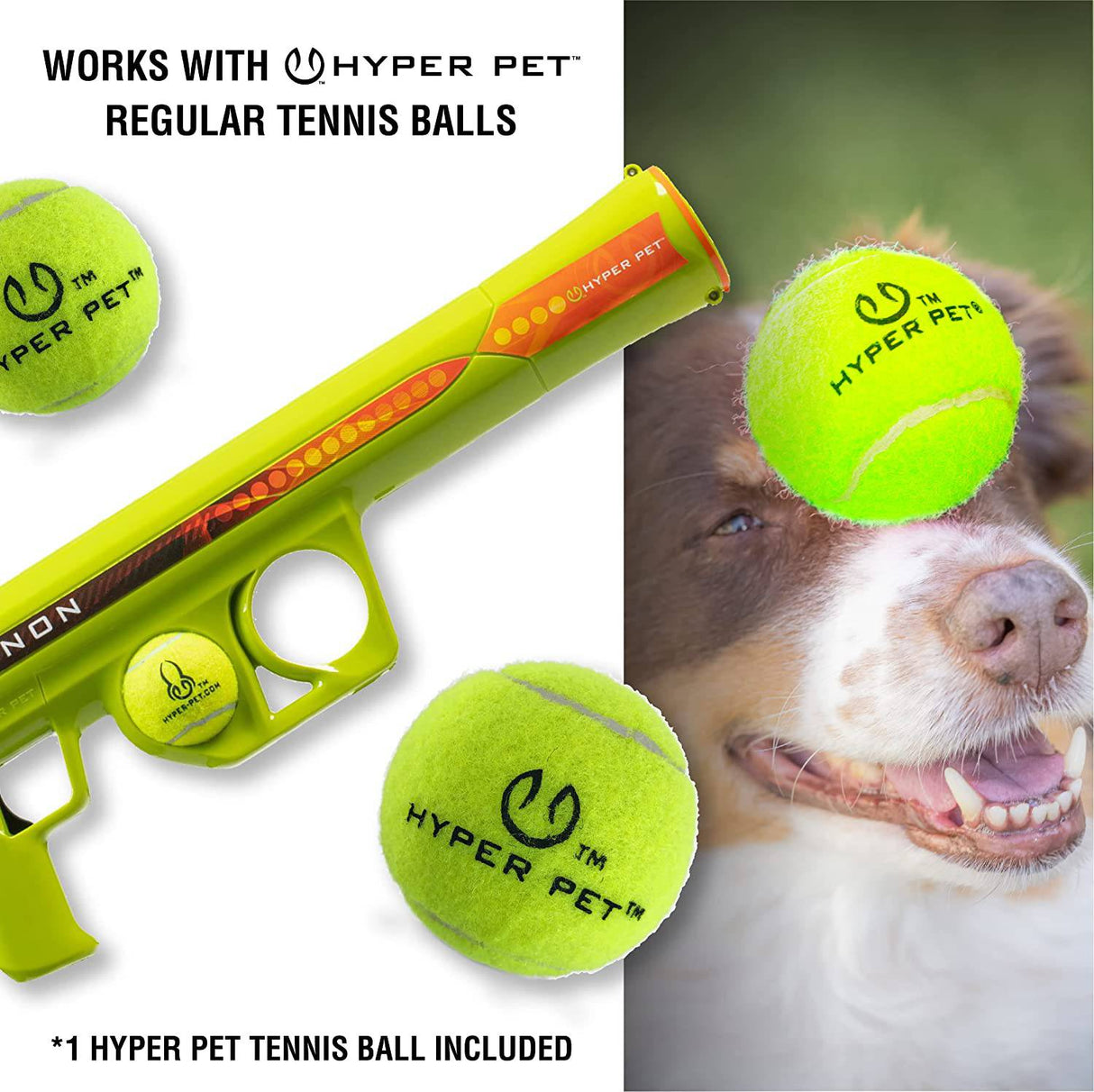 Hyper Pet Dog Ball Launcher, Dog Ball Thrower-Juguetes interactivos para perros (cargar y lanzar pelotas de tenis para que los perros las busquen) - DIGVICE MX