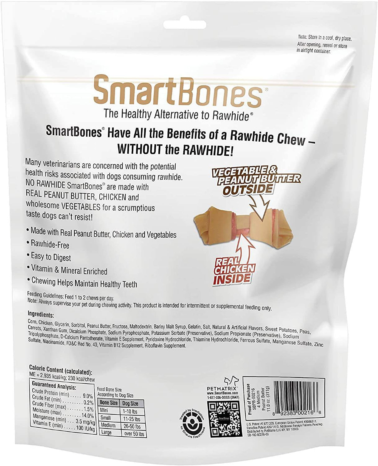 SmartBones Medium Chews, trate a su perro con un masticable sin cuero crudo hecho con carne y verduras reales - DIGVICE MX