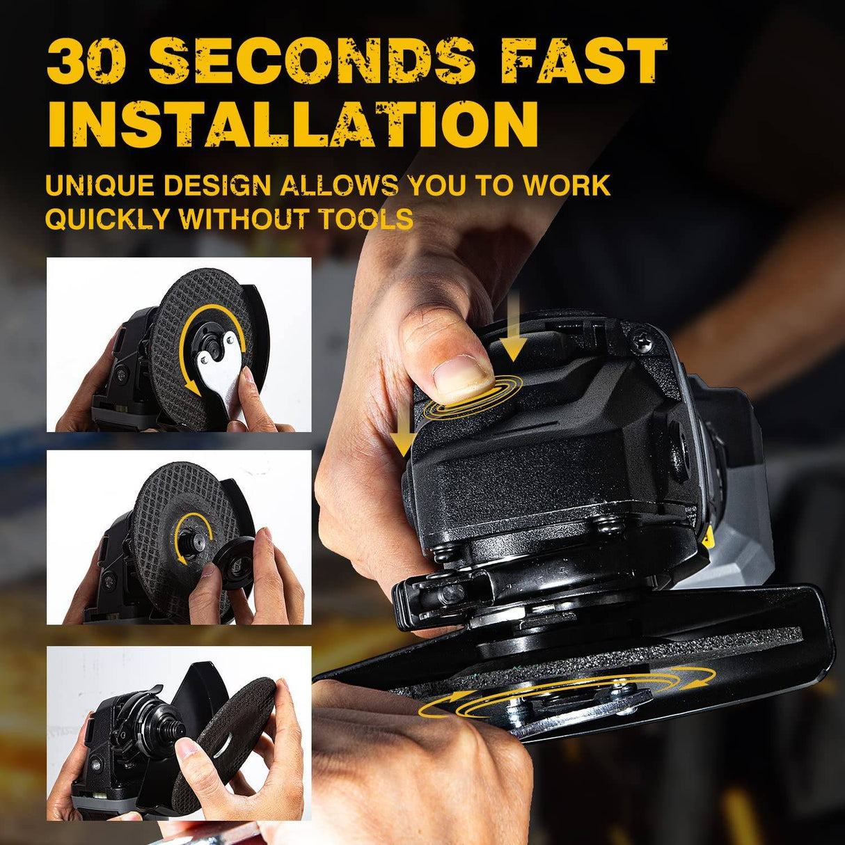 Kit de amoladora angular inalámbrica RIDA, herramienta de corte de 4-1/2 pulgadas, 10000 RPM, 6 opciones de velocidad, batería de 20 V, 4,0 Ah y cargador rápido, mango ajustable para cortar y moler madera y metal - DIGVICE MX