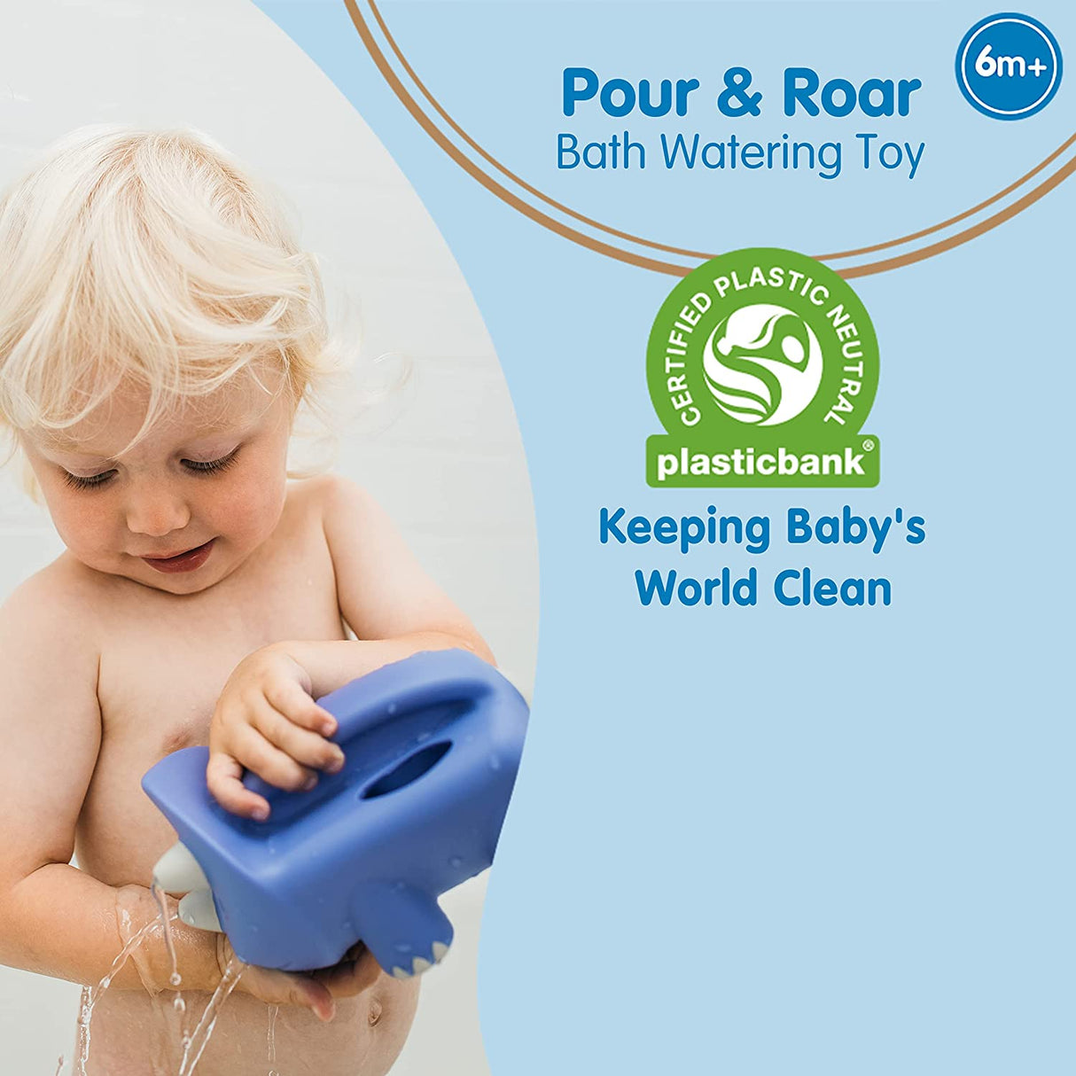 Dr. Brown's CleanUp Pour & Roar Regadera, Baby Bath Essentials Kids Toy, 6+ Months BPA Free, Plastic Neutral Certificado - BL002-P6