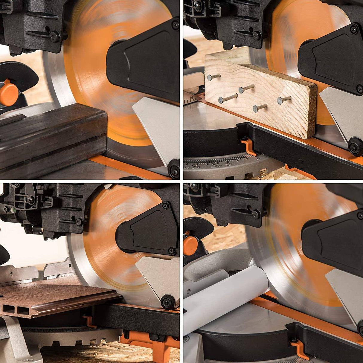 Evolution Power Tools R255SMSDB sierra ingletadora compuesta deslizante de doble bisel multimaterial de 10" - DIGVICE MX