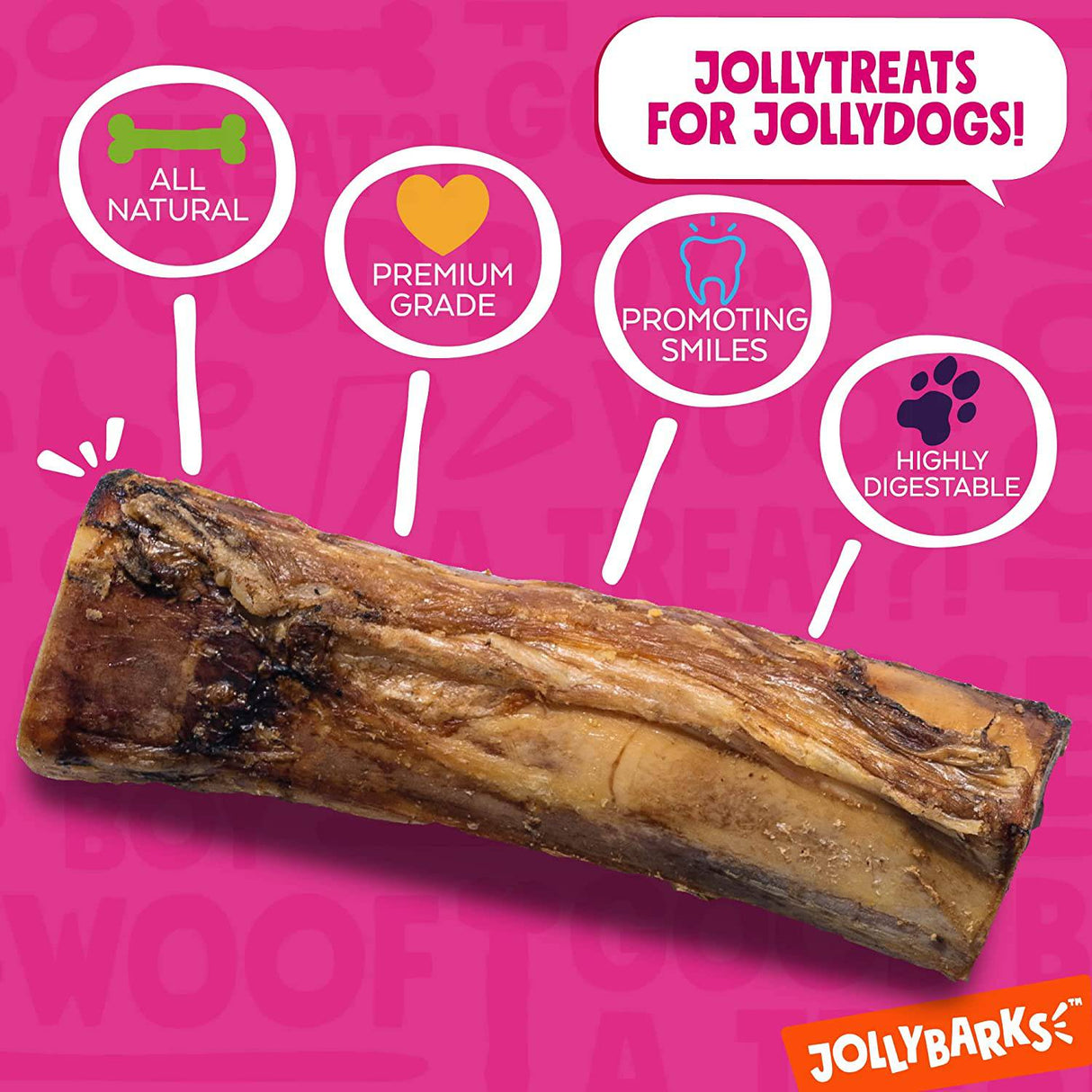 JollyBarks Huesos de médula para perros de 6 pulgadas de primera calidad, naturales, de un solo ingrediente, sin olor, huesos grandes para perros, alimentados con hierba, sin OMG, de larga duración, para perros medianos (paquete de 3) - DIGVICE MX