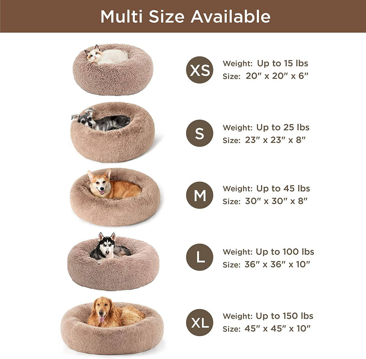 Bedsure - Camas para perros calmante para perros pequeños, medianos y grandes, cama redonda para perros lavable, antideslizante, de piel sintética, esponjosa, para perros, ansiolíticos, para gatos - DIGVICE MX