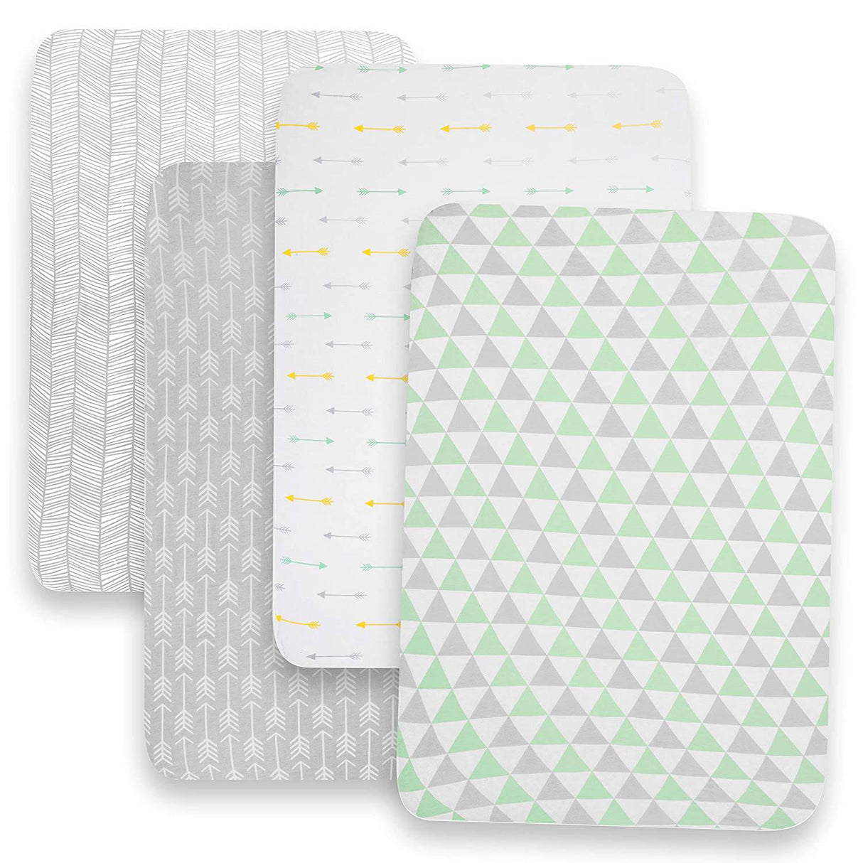 BAEBAE GOODS - Pack n Play Sheets – Premium Pack and Play Sheets 4 Pack – 100% Super Soft Jersey Knit Cotton Playard Colchón Sábanas – Portable Playpen Fitted Play Yard Mini Cuna Sábana para niño y niña (24 x 38 x 5) - DIGVICE MX
