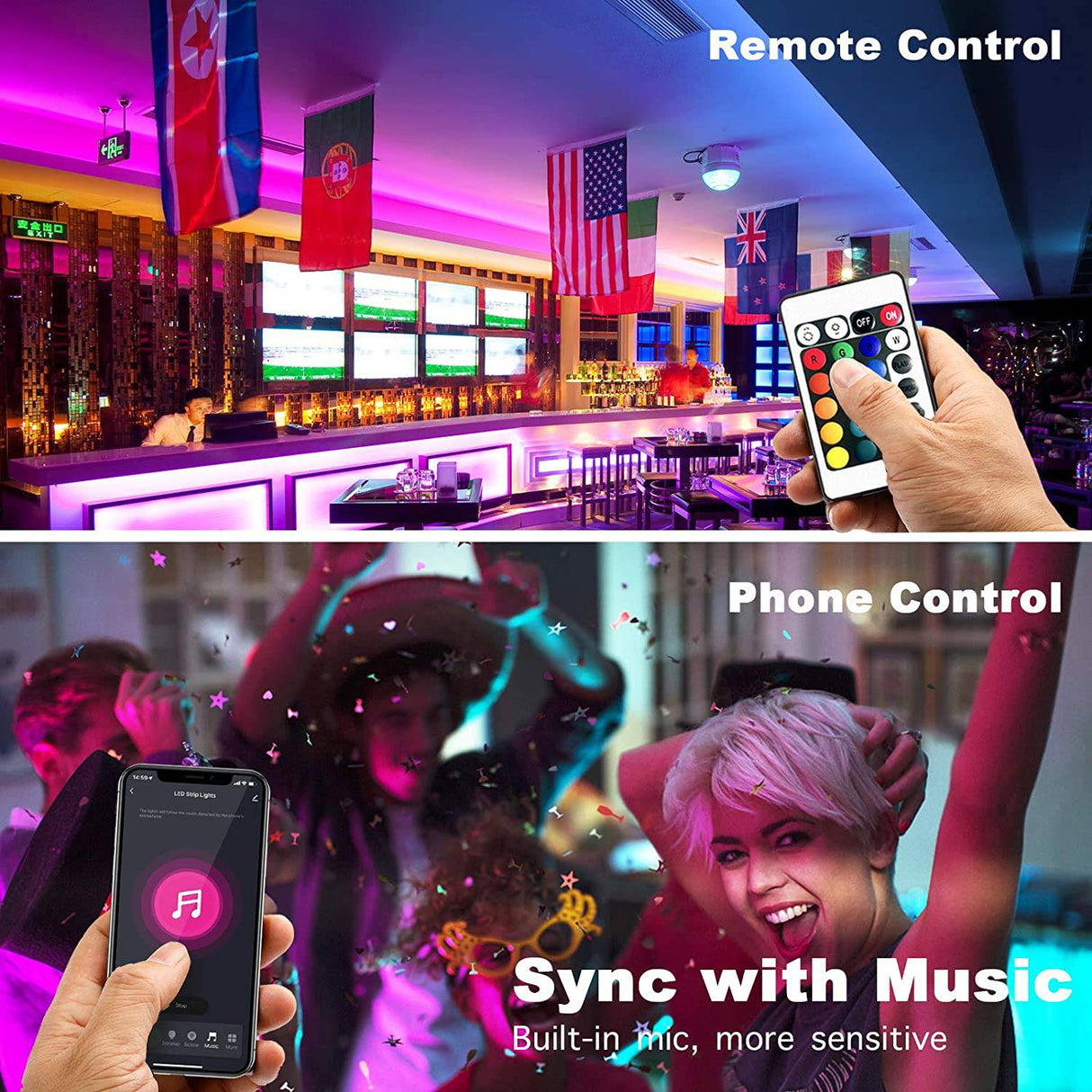 DAYBETTER Tira de luces LED inteligentes WiFi de 65.6 pies con control de aplicación Tuya para decoración de dormitorio, trabajo con Alexa y Google Assistant (2 rollos de 32.8 pies) - DIGVICE MX