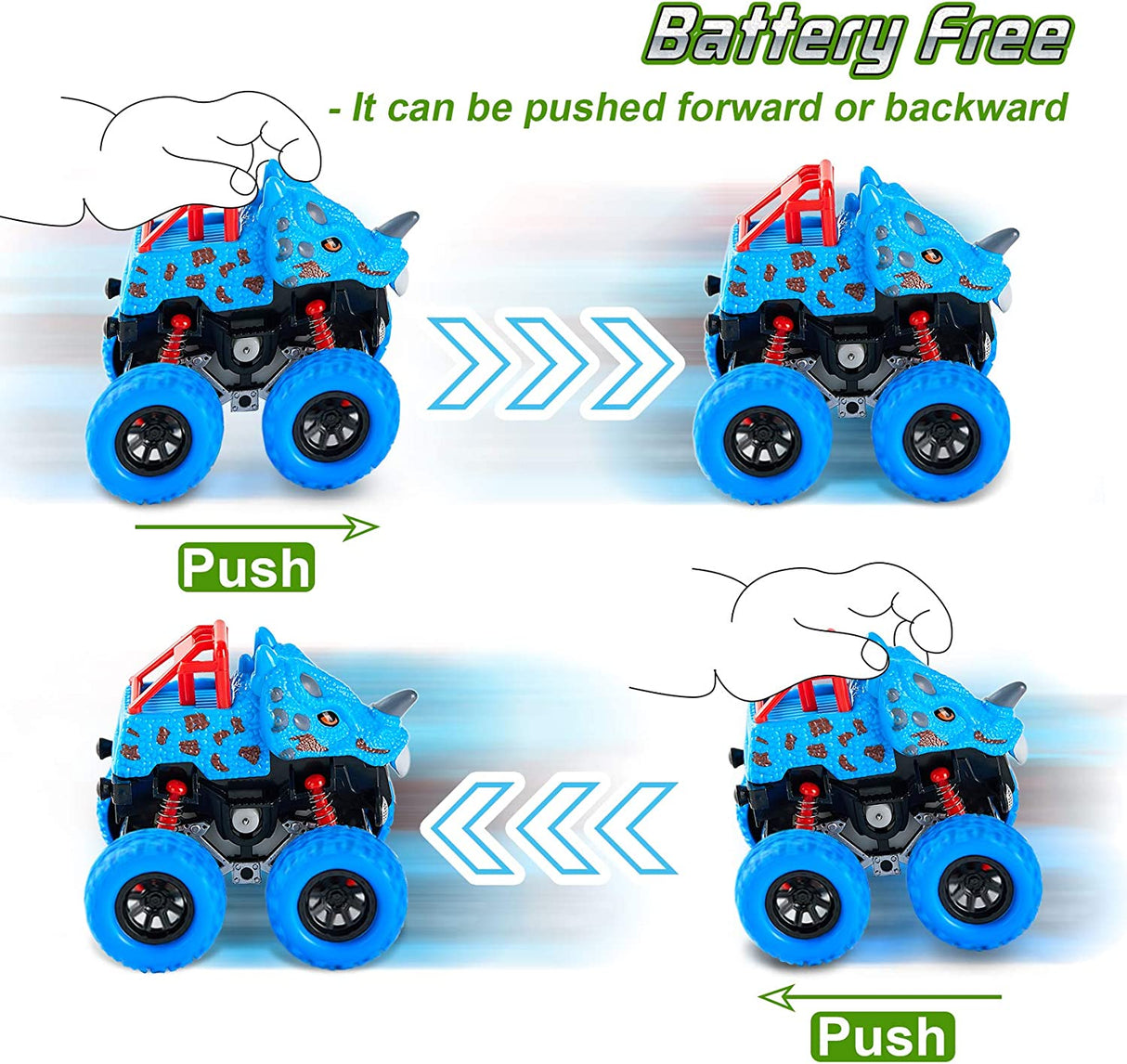 LODBY 2-Pack Double-Directions Push and Go Dinosaur Vehicles Juguetes Juegos para niños - B08JLRXGZ7