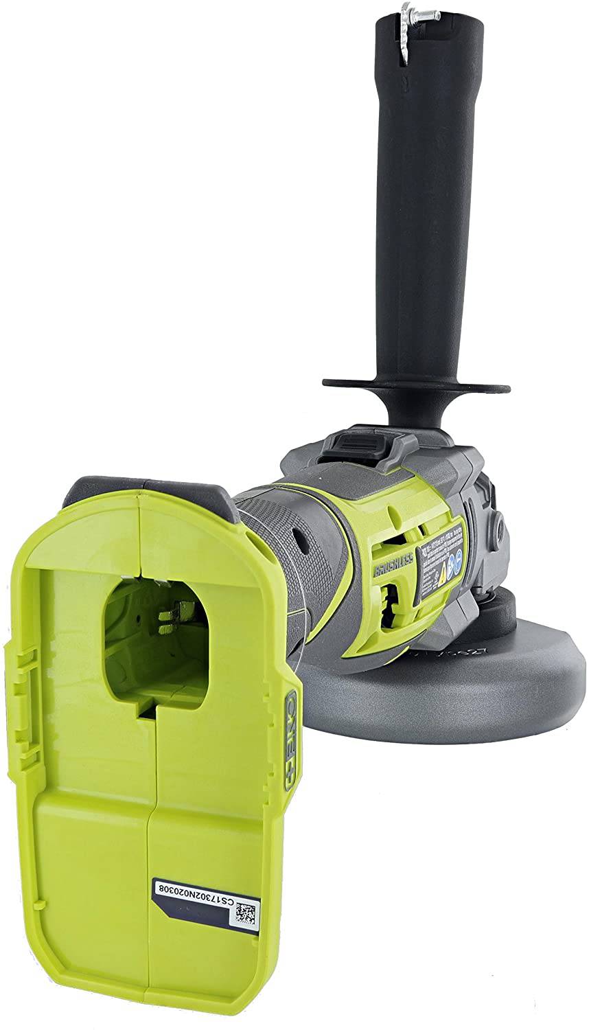 Ryobi P423 18V One+ sin escobillas 4-1/2" 10,400 RPM Amoladora y cortador de metal con mango lateral ajustable de 3 posiciones y llave inglesa integrada (batería no incluida, solo herramienta eléctrica) - DIGVICE MX